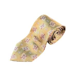 Maison Blanche Mens Silk Tie Gold Geometric Medallion‎ Made in Italy RN 54575
